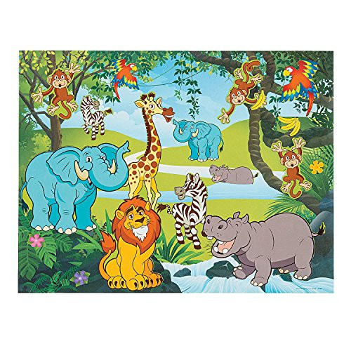 Fun Express Zoo Scene Stickers | 12 Background Sheets, 12 Sticker Sheets | Great for Classroom Activities, Art Workshops, and Party Prizes