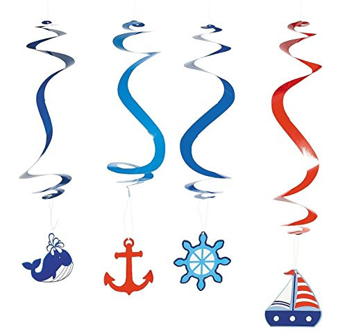 Fun Express Nautical Dangling Swirl Party Decorations (24 Count)