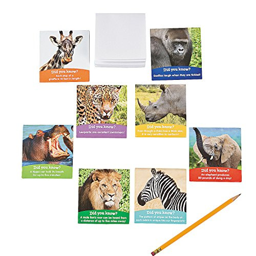 Fun Express Realistic Safari Animals Notepads | 24 Count | Great for Jungle Zoo Madagascar Themed Birthday Party, School Trips & Activities, Prizes & Favors