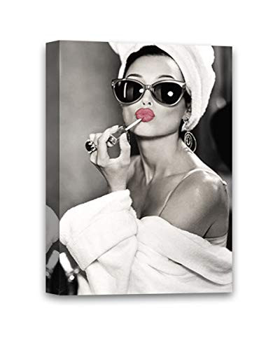 Funny Ugly Christmas Sweater Hepburn Fans New Audrey Hepburn Photo Canvas Pretty Lips Cute Hepburn Portrait Artwork 8" x 12"