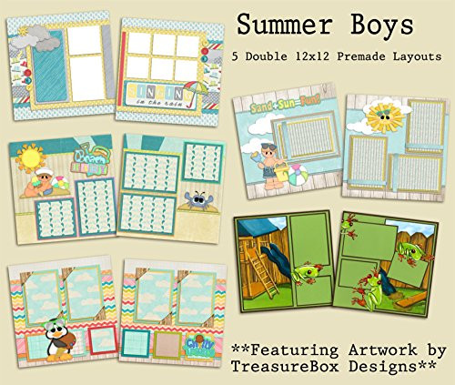 Summer Boy Scrapbook Set - 5 Double Page Layouts