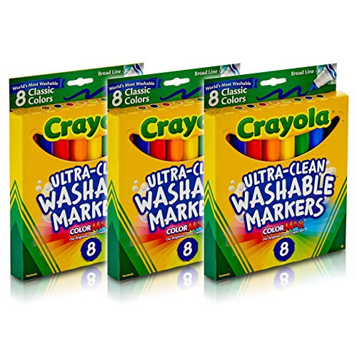 Crayola Washable Markers, Broad Line, Classic Colors, 8 Count (3-Pack) Crayola Washable Markers, Broad Line, Classic Colors, 8 Count (3-Pack)