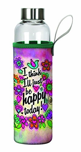 Spoontiques Happy Today Glass Bottle with Sleeve, Multi