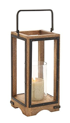 Deco 79 Wood Metal Glass Lantern, 8 by 22-Inch