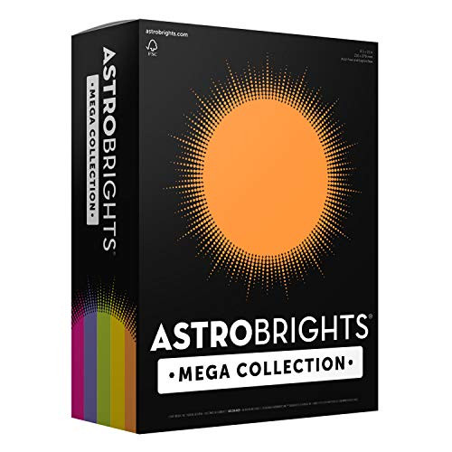 Astrobrights Mega Collection, 625 Sheets,"Joyful" 5-Color Assortment, Colored Paper, 24 lb/89 gsm, 8 ½ x 11-MORE SHEETS! (91624)