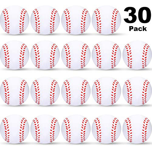 30 Packs Sports Stress Ball, Mini Foam Squeeze Sports Ball, Foam Squeeze Sports Ball for School Carnival Reward, Party Bag Gift Fillers (Baseball)
