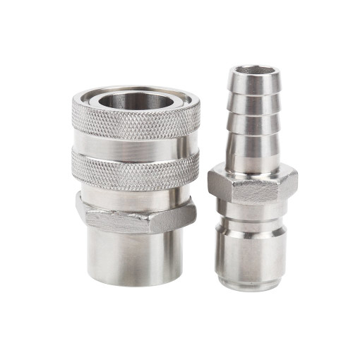 Stainless Steel Quick Disconnect Set 1/2'' FPT Female 1/2'' Male Barb (1/2'' FPT Female,1/2'' Male Barb)