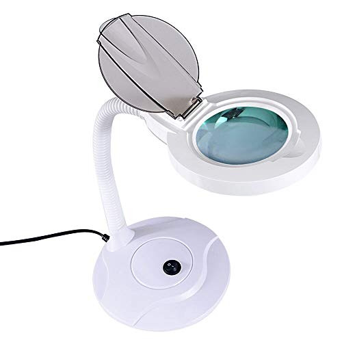 LED Magnifying Lamp, Alisr 3X Daylight Super Bright Magnifying Glass with Light, Adjustable Gooseneck Magnifier Desk Lamp for Reading, Close Work, Crafts, Task, Miniature Engraving (White)