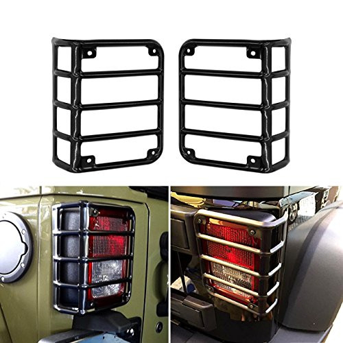 DIYTuning Euro Tail lamp light Cover Trim Guards Protector for Jeep Wrangler JK JKU Unlimited Rubicon Sahara Sport Exterior Accessories Parts 2007 2008 2009 2010 2011 2012 2013 2014 2015 2016 2017 