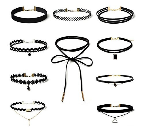 Yokoke 10 Pieces Black Choker Necklace 