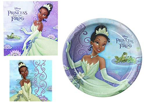 The Princess and the Frog 3 Piece Party Accessories Bundle Includes : 8 Large Paper Plates, 16 Lunch Napkins and 16 Beverage Napkins