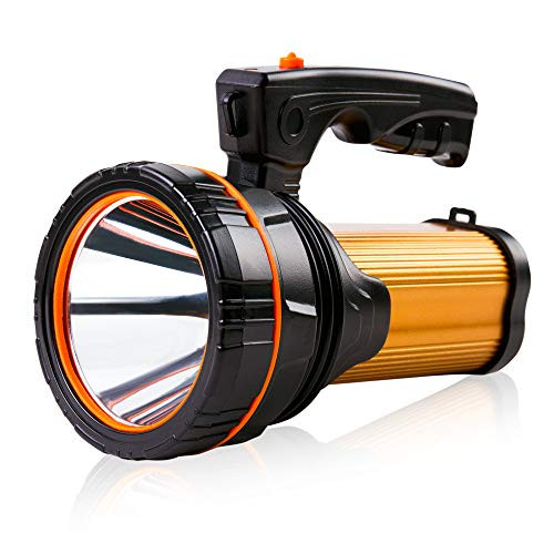 Super Bright Rechargeable LED Spotlight Flashlight Handheld Searchlight High Lumens Powered Spot light Hand held CREE Flashlight Waterproof Outdoor Spotlight Large Battery 10000 mah Torch