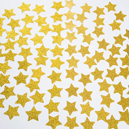 Gold Glitter Star Confetti Twinkle Twinkle Little Star Plastic Confetti Wedding Thanksgiving Baby Shower Birthday Party Decorations, 1.2" in Diameter, Pack of 200