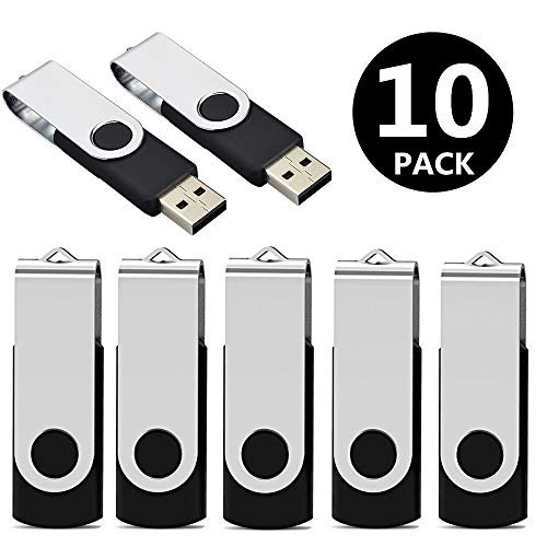 Aiibe 32GB USB Flash Drives Thumb Drive 10 Pack Bulk 32 GB Flash Drive USB 2.0 Memory Sticks Swivel Jump Zip Drives (32GB, 10 Pack, Black)