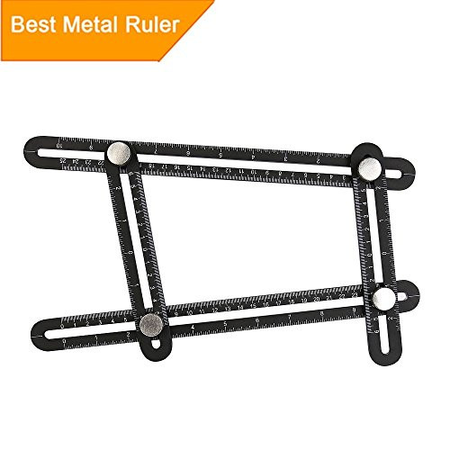Giftanbul Universal Angularizer Ruler - Full Metal Multi Angle Measuring Tool-Ultimate Template Tool-Upgraded Aluminum Alloy Multi Functional Ruler (Black) for DIY Handymen, Craftsmen, Carpenters