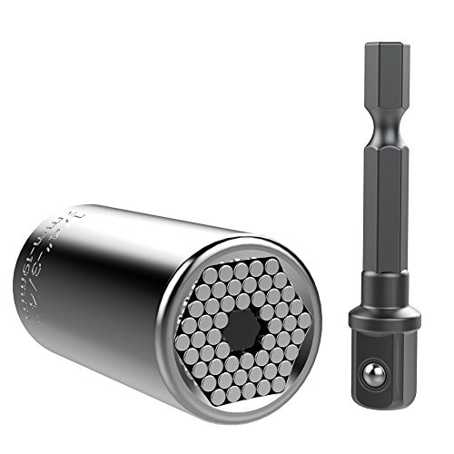 Universal Socket, Beiwas Self-Adjusting 7mm to 19mm Universal Sockets Multi-Function Ratchet Wrench Power Drill Adapter Repair Tools Fathers Day Gifts for Father Men Husband Dad DIY Handyman