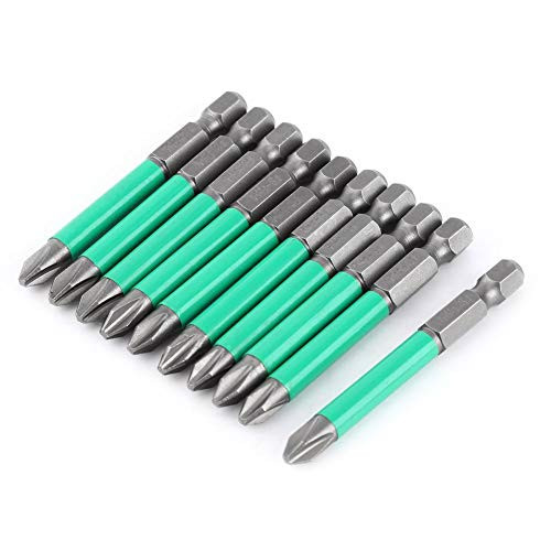 Akozon Screwdriver Bit, 10Pcs PH2 65mm Steel Hex Magnetic Anti Slip Electric Screwdriver Bits Power Tools