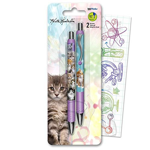 Keith Kimberlin Kittens Gel Pen Set Bundle Includes 2 Kitten Gel Pens with Colorful Fun Separately Licensed GWW Bookmark