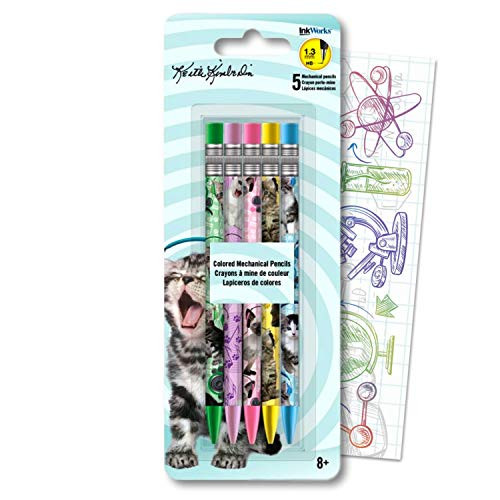 Keith Kimberlin Kittens Colored Mechanical Pencil Set Bundle Includes 5 Kitten Pencils with Colorful Fun Separately Licensed GWW Bookmark