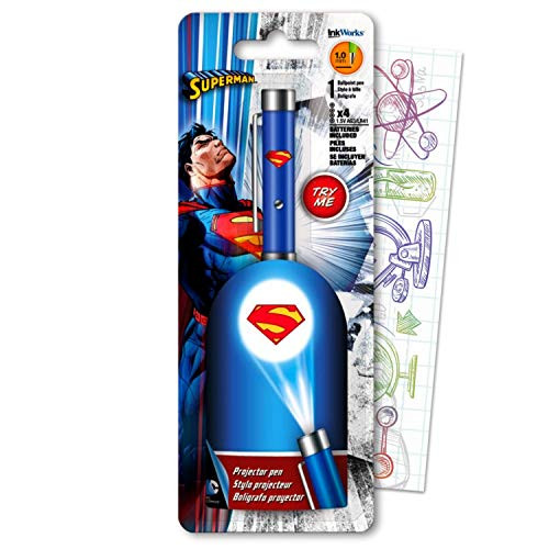 DC Comics Superman Ballpoint Projector Pen Bundle Includes 1 Super Man Projector Pen with Fun Separately Licensed GWW Bookmark