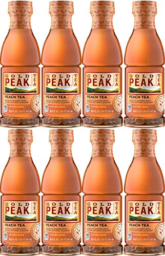 Gold Peak Tea, Peach Tea With Real Sugar, 18.5oz Bottle (Pack of 8, Total of 148 Oz)