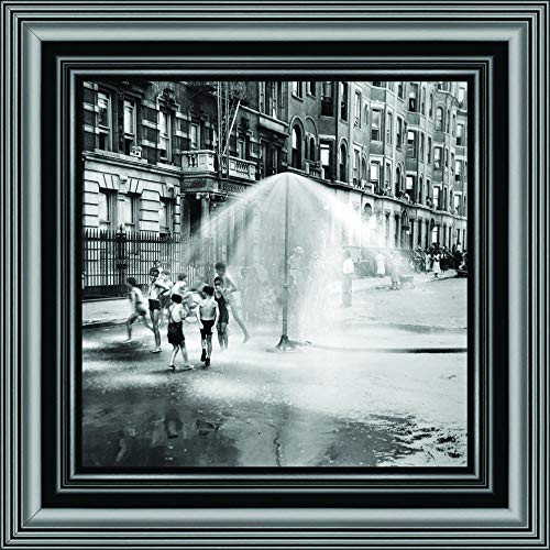 Water Play in Harlem, NY; Vintage Image; Historical Picture Frame, 10x10 8535B