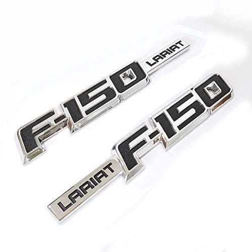 2pcs F-150 Lariat Emblems, Fender Tailgate Sticker Decal Badge 3D Nameplate Set Replacement for Ford F-150 Genuine Parts (Chrome Black)