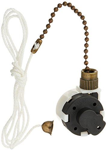 Westinghouse Dual-Capacitor 3-Speed Fan Switch, Antique Brass Pull Chain