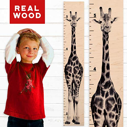 Growth Chart Art | Giraffe Growth Chart | Wooden Height Chart for Babies, Kids, Boys & Girls (Tall Giraffe)