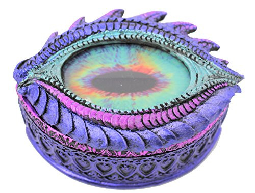 Purple Dragon Eye Trinket Box with Gem Purple and Blue Dragon Eye 4 1/4" Wide 71714