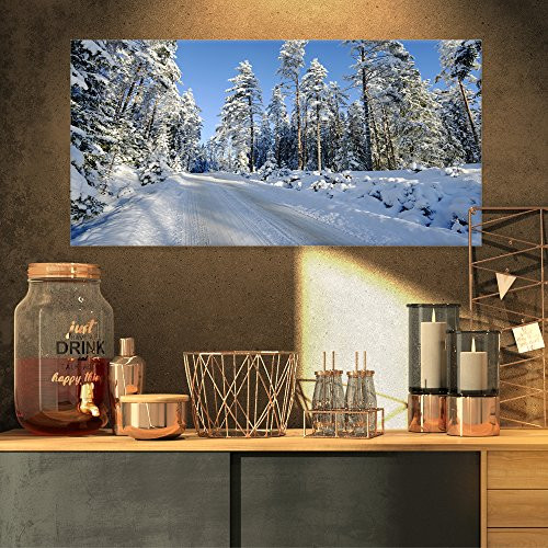 Designart PT9024-32-16 Snowy Winter-Landscape Photography Canvas Art Print-32x16, 32x16 Blue Designart PT9024-32-16 Snowy Winter-Landscape Photography Canvas Art Print-32x16, 32x16 Blue