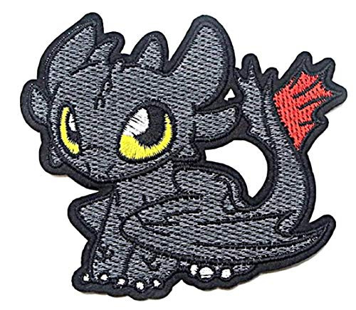 Supersenter How to Train Your Dragon Toothless Decorartive Sew or Iron On Patch - Embroidered Applique Badge for Jackets Bags Clothes and More