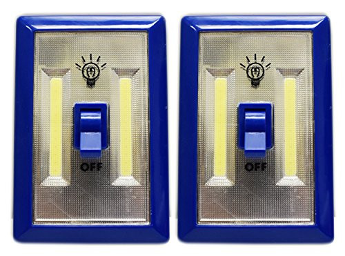 Crazy Colors Cob LED Night Light With Switch - ULTRA BRIGHT - New LED Technology - Super Bright LED Lights - Project Light - Night Light - 200 Lumens (Blue 2 Pack)