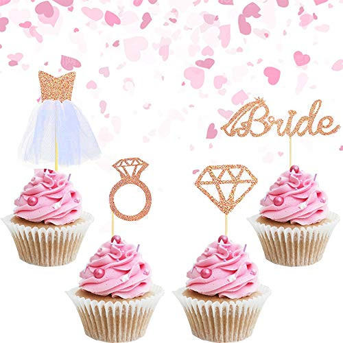 Set of 24 Glitter Bride to be Cupcake Toppers Diamond Ring Wedding Dress Cupcake Toppers for Wedding Engagement Bridal Shower Decorations Set of 24 Glitter Bride to be Cupcake Toppers Diamond Ring Wedding Dress Cupcake Toppers for Wedding Engagement Bridal Shower Decorations