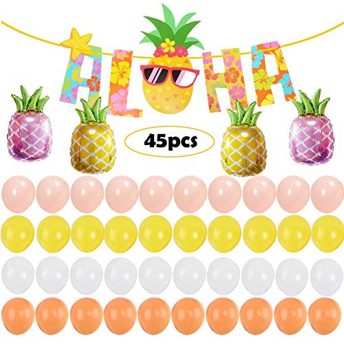 45pcs Hawaiian Aloha Party Decorations,Luau Party Supplies,Luau Party Decorations,Tropical Party Decorations,Aloha Party Decorations,Pineapple Party Decorations,Hawaiian Party,Hawaiian Party Supplies,Tropical Party,Aloha Party