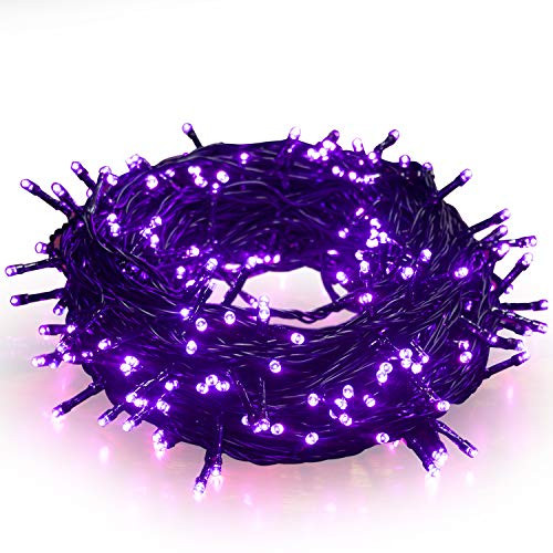 Epesl 220 LED 82ft String Lights Outdoor/Indoor Christmas String Lights - Memory Function End-to-End Plug in Waterproof Decorative Fairy Twinkle Lights for Christmas Tree/Wedding/Patio - Purple