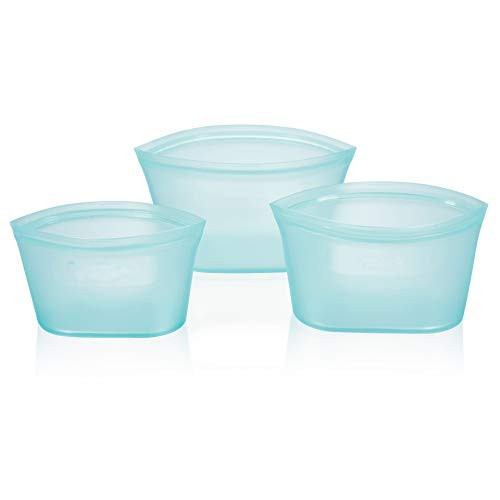 Reusable Silicone Food Storage Bags | Sandwich, Sous Vide, Liquid, Snack, Lunch, Fruit, Freezer Airtight Seal | BEST for Preserving and Cooking (blue dishes -3pcs)