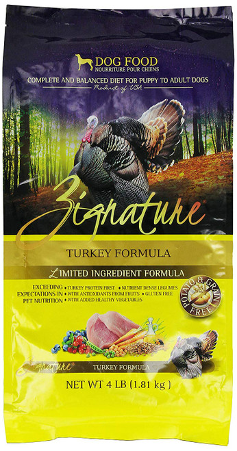 Zignature Turkey Dry Dog Food, 4-Pound