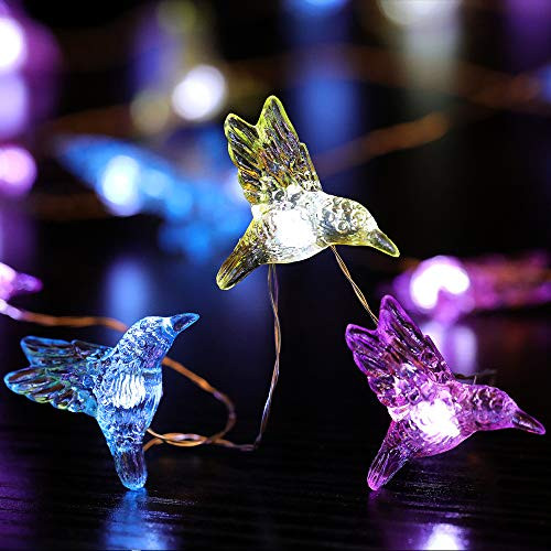 HDNICE Hummingbird Decorative String Lights LED,Fairy Lights, Holiday Wedding Party Home Garden Bedroom Outdoor Indoor Decorations,8 Lighting Modes with Remote Control (Warm White 13.85 Ft 40 LED)