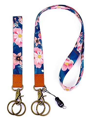 with ID Holder Key Chain Wrist Strap Badge Mobile Phones Wallets Car Key Lanyards Durable Premium Quality Wristlet Strap Neck Cool Lanyard (2 Pack)