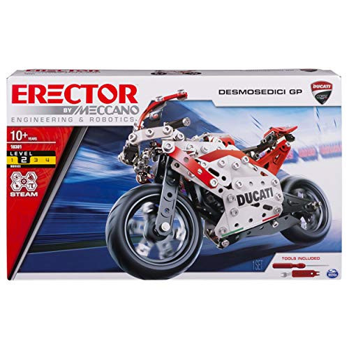 Meccano Erector Ducati GP Model Motorcycle Building Kit, Stem Engineering Education Toy, 358 Parts, for Ages 10 & Up