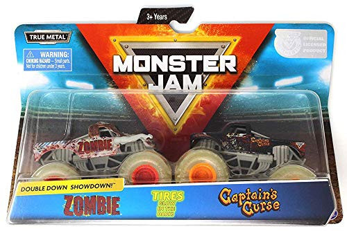 Monster Jam, Official Zombie vs. Captain's Curse Die-Cast Monster Trucks, 1:64 Scale, 2 Pack