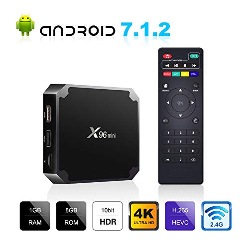 Android 7.1.2 TV Box, X96 Mini Android TV Box - 1GB RAM+8GB ROM AMLOGIC S905W Quad-core Cortex-A53 with WiFi 2.4GHz / H.265 4K HD Smart Media Player