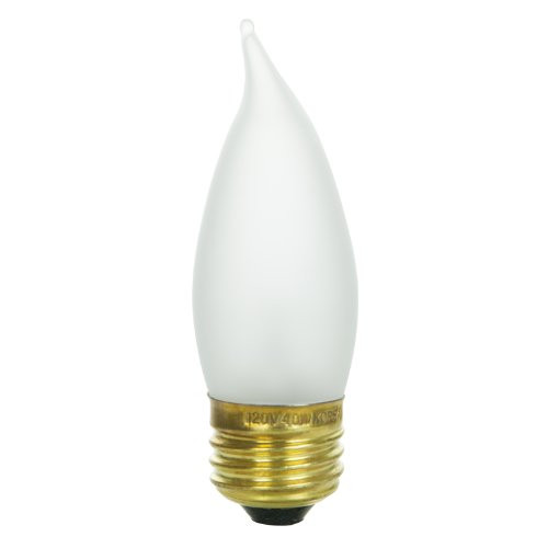 Sunlite 40EFF/32/CD2 Incandescent 40-Watt, Medium Based, Chandelier Bulb, Flame Tip, Frost, Carded 2-Pack