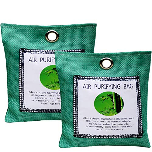 HEUNG is a Beautifully Designed Air Purifying Odor Eliminator & Activated Charcoal Odor Eliminators?2×200g-Green? Odor Eliminator Bag?Bamboo Charcoal Odor Absorber and Eliminator?Closet Deodorizer