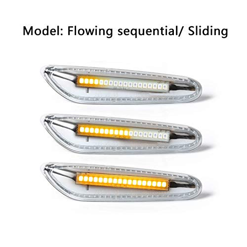 GemPro 2Pcs Sequential Amber LED Side Marker Turn Signal Light For BMW E84 E81 E82 E87 E88 E90 E91 E92 E93 E46 E53 X3 E83 X 1, Replace OEM Side Marker Lights