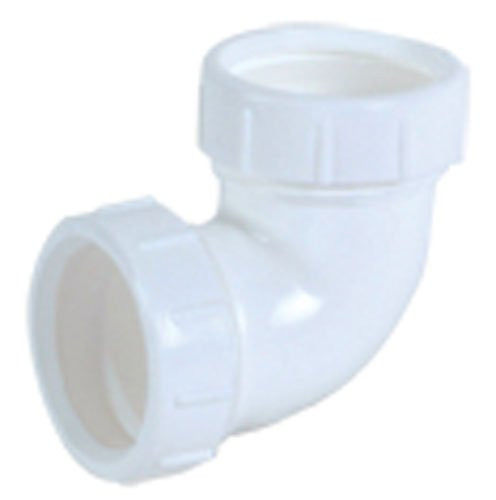 EZ-FLO 35335 Polypropylene Slip Joint Connection 90-Degree Coupling Elbow Fitting with Washer for Tubular Drain Applications, White, 1-1/2-inch
