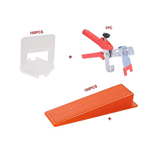 Tile Leveling System Kit 3/32" 201pcs Ceramic Wall Floor Leveling Clips + Wedges + Pliers Lippage System Starter Kit 2mm TUSRAI