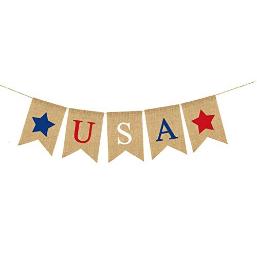 Bcpress Independence Day Banner 4th of July Banner USA Garland Bunting Banner for 4th of July Decoration