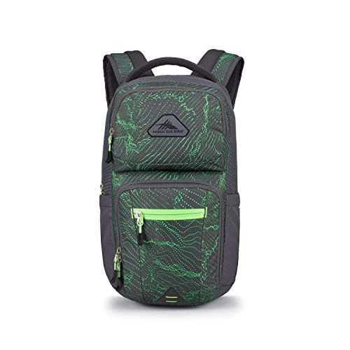 High Sierra Everyday Backpack - Black/Lime Green 18.5x12.5x6